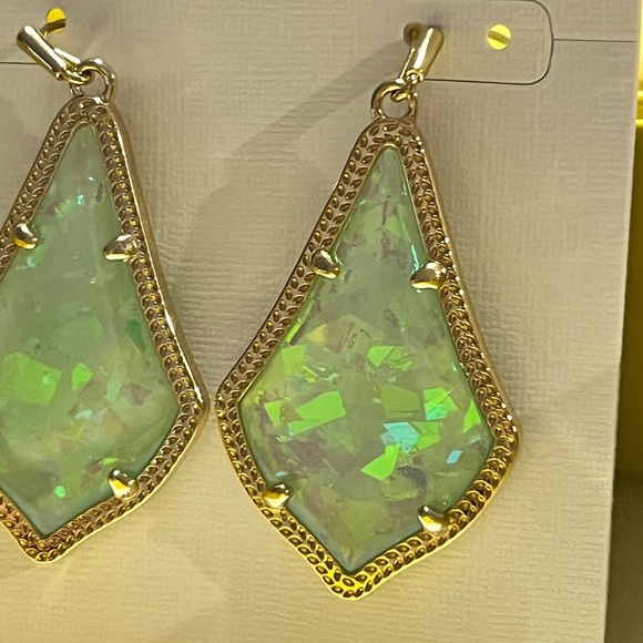 NWT Kendra Scott Alex Earrings Mint Illusion & Yellow Gold Rare & Retired GORG! - Picture 6 of 9